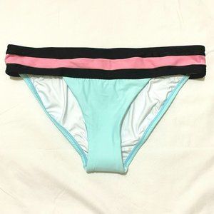 PILYQ Women's Color Block Banded Full Bikini Bottom Size L
